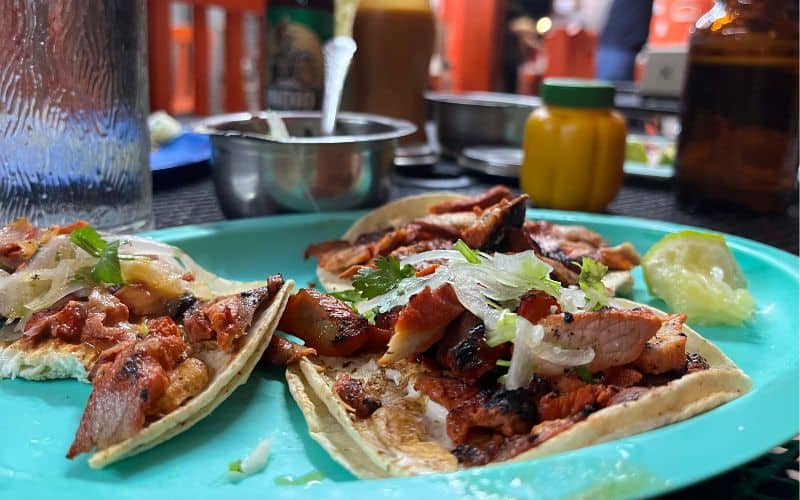 plate of two tacos at Tropi Tacos tulum