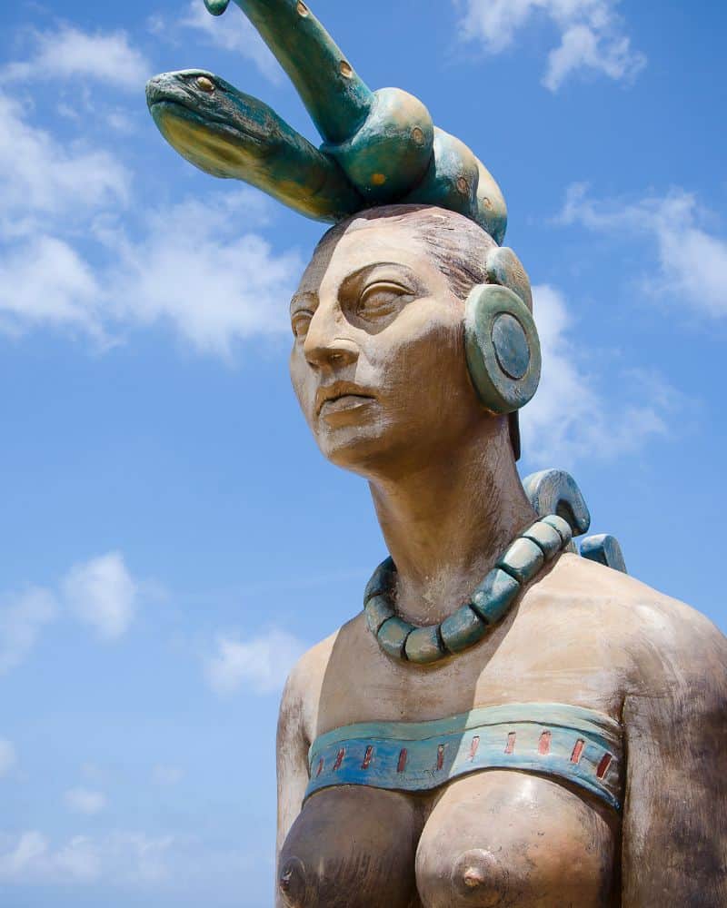 statue depicting ixchel the mayan goddess