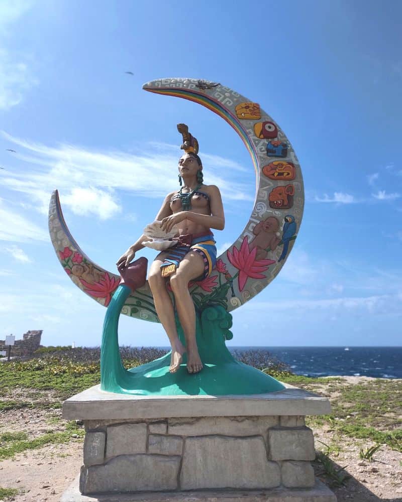 sculpture of ixchel mayan goddess